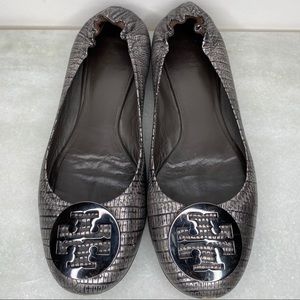 TORY BURCH reva flats embossed size 9.5